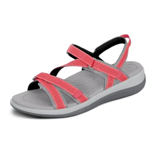 Orthofeet women's red water-friendly orthopedic sandals with adjustable straps