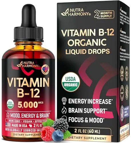 NUTRAHARMONY USDA Organic Vitamin B12 liquid drops