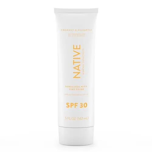 Native SPF 30 sunscreen lotion on skin with light texture