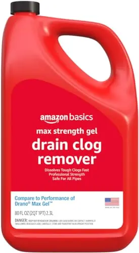 Amazon Basics Max Strength drain cleaner gel bottle with no-glug design