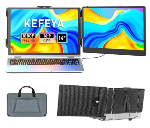 KEFEYA 14-inch portable monitor attached to laptop