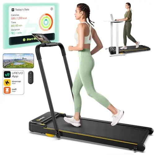UREVO Smart 2-in-1 Folding Treadmill with remote control