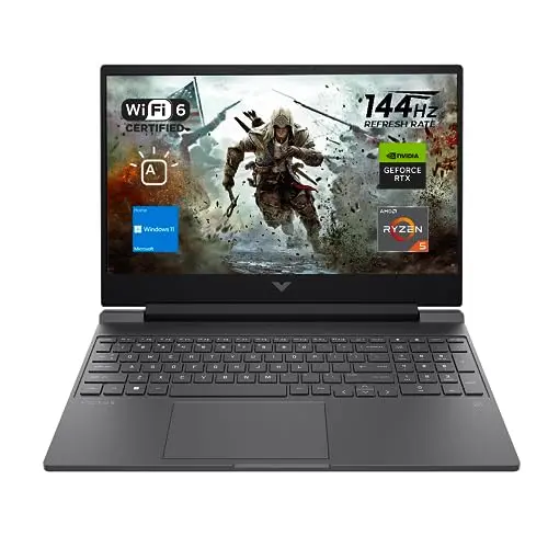 HP Victus 15 gaming laptop in silver with clean design