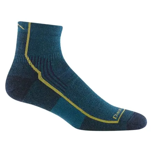 Darn Tough men's hiking quarter sock in blue and dark teal