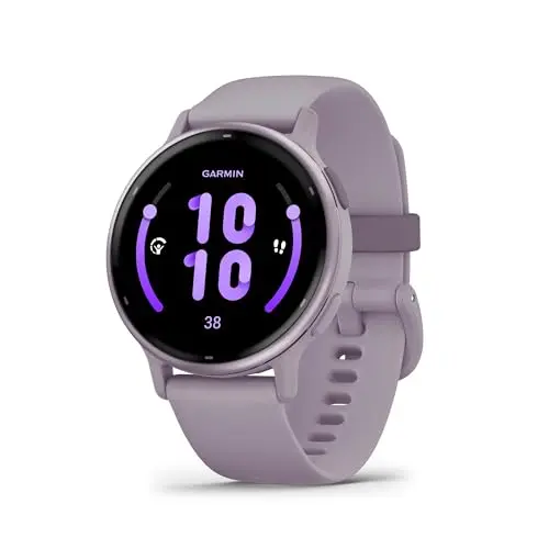 Garmin vívoactive 5 smartwatch in orchid color with AMOLED display