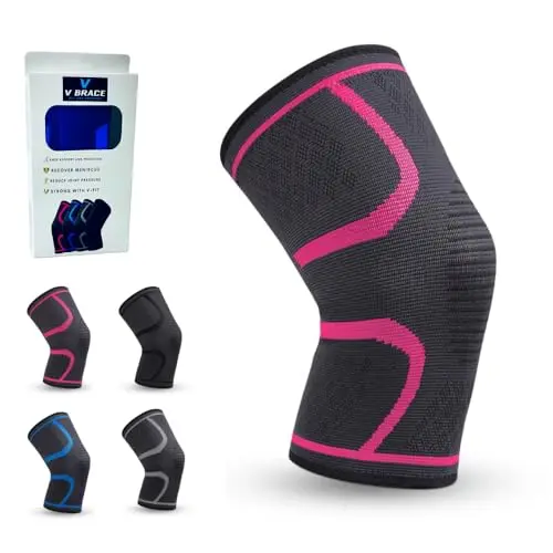 V-Fit V Brace Knee Compression Sleeve in pink