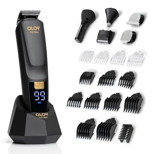 OLOV For Man beard trimmer kit with multiple attachments and USB dock