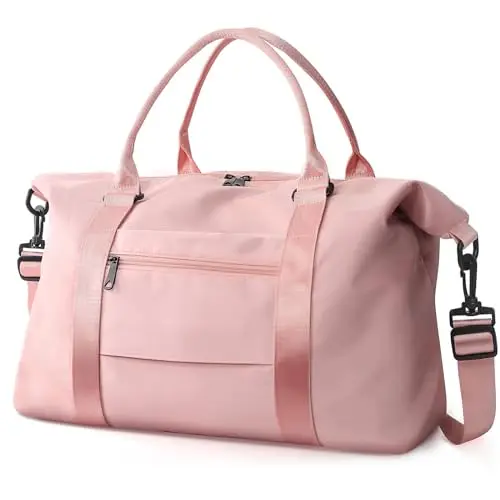 TOPBAG travel duffle bag for women in coral pink with waterproof material