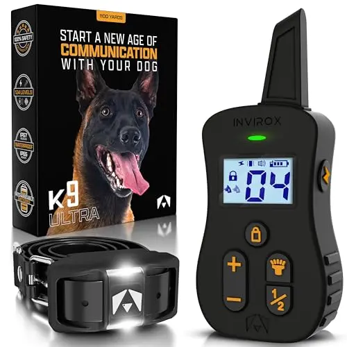 INVIROX Ultra K9 dog shock collar with remote control and night light feature