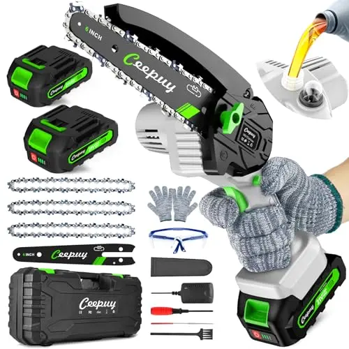 CEEPUY 6-inch cordless mini chainsaw with auto oil filling system
