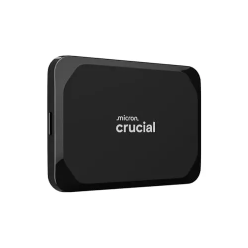 Crucial X9 Portable SSD in black with sleek minimalist design
