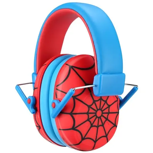 ProCase kids noise reduction earmuffs in red with cartoon design