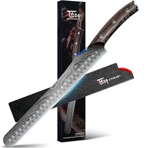 SYOKAMI 12-inch Japanese style carving knife with wood handle