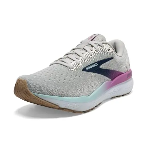 Brooks Ghost 16 women's road running shoe in white and grey colors