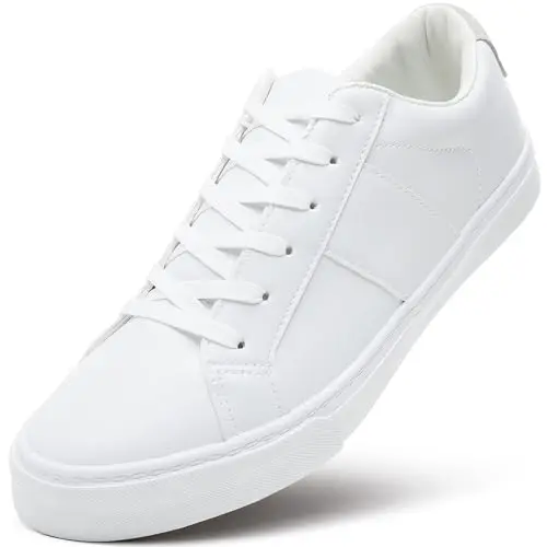 ZGR men's synthetic leather white sneakers