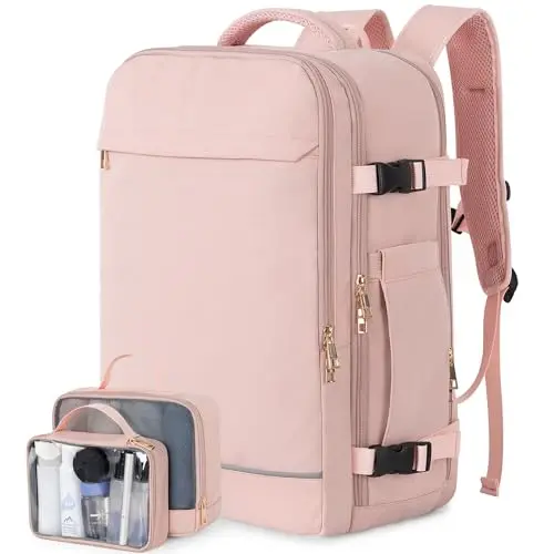 Sinaliy pink travel backpack with packing cubes
