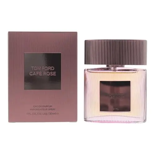 Tom Ford Cafe Rose Eau de Parfum spray bottle with rose-inspired design