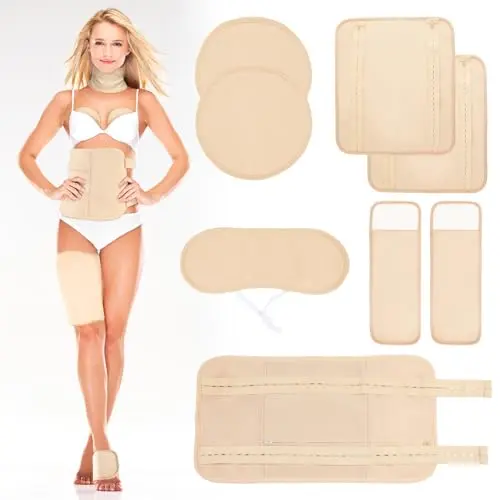 KAXRUO Castor Oil Pack Wrap set with adjustable straps in khaki color