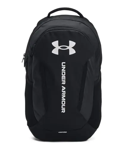 Under Armour Hustle 6.0 backpack in black color with multiple pockets