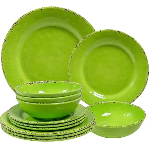 ZAROCRUS melamine dinnerware set with crackled glaze design