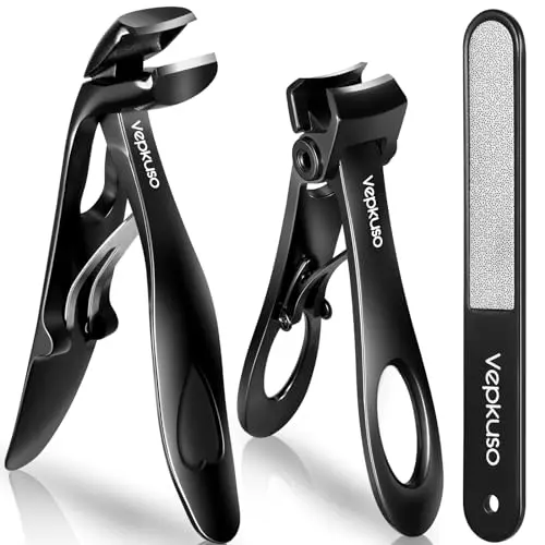 Vepkuso angled head toenail clippers set for thick nails in tin box