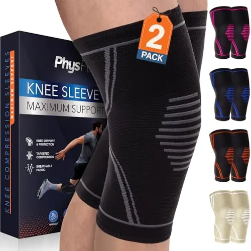 PhysFlex 2-pack compression knee sleeves in black