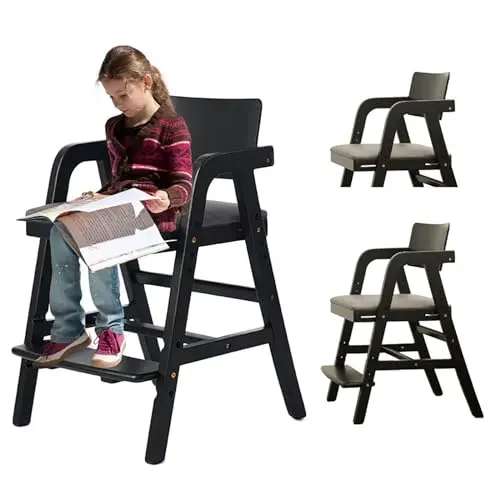 ALeesing solid wood adjustable high chair in black