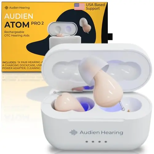 Audien ATOM PRO 2 nearly invisible rechargeable hearing aids