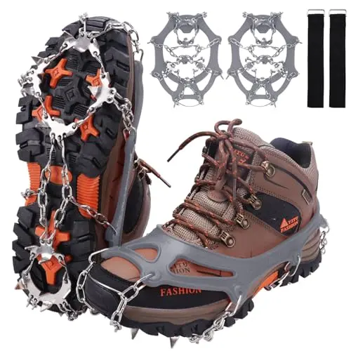 WIN.MAX crampons with 19 stainless steel spikes and adjustable straps