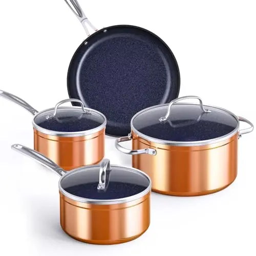 Nuwave Healthy Duralon Blue 7-piece ceramic nonstick cookware set