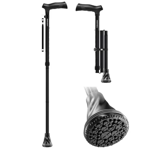 HONEYBULL black collapsible walking cane with air cushion tip