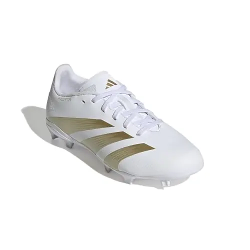 Adidas League Predator soccer cleats in white and gold metallic colors