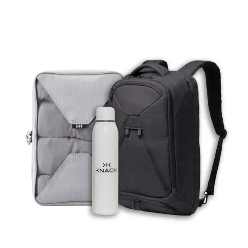 KNACK Series 1 expandable laptop backpack with packing insert and water bottle