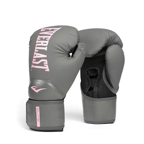 Everlast Elite 2 women's boxing gloves in grey and pink
