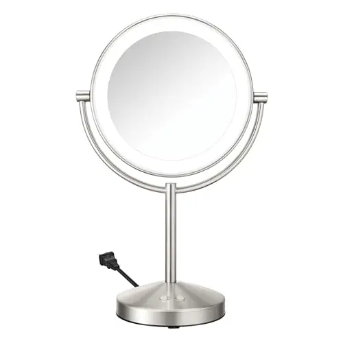 Conair Lighted Makeup Mirror with double-sided magnification and satin nickel finish