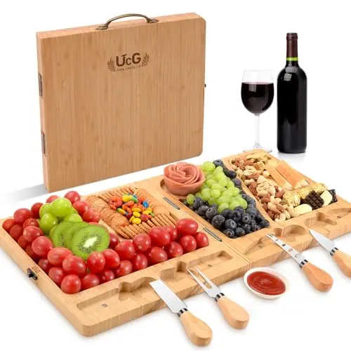 UTCG bamboo folding charcuterie board with knife set