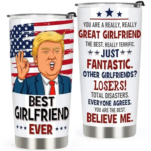 AREOK stainless steel tumbler with 'BEST GIRLFRIEND EVER' text