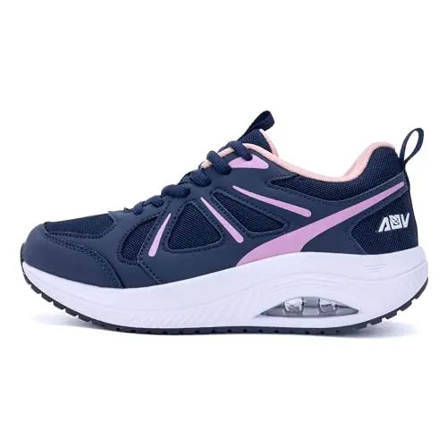 AOV Women's Arch Support Walking Shoes in pink and blue