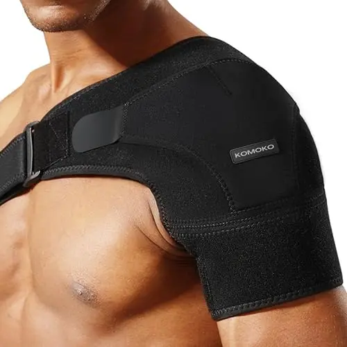 Komoko shoulder brace providing support for rotator cuff injury