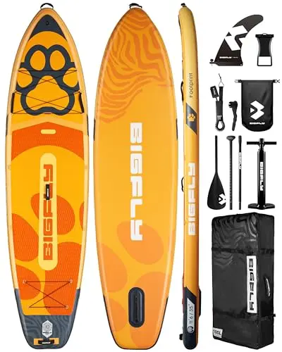 Bigfly orange inflatable paddle board with anti-scratch pad for pets