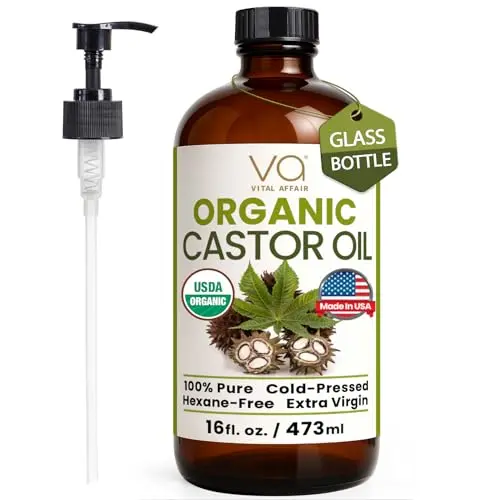 VITAL AFFAIR Pure Castor Oil in glass bottle with pump