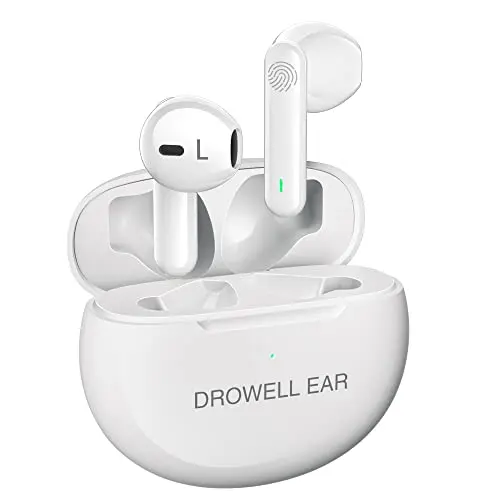 DROWELL EAR gloss white hearing aids with charging case