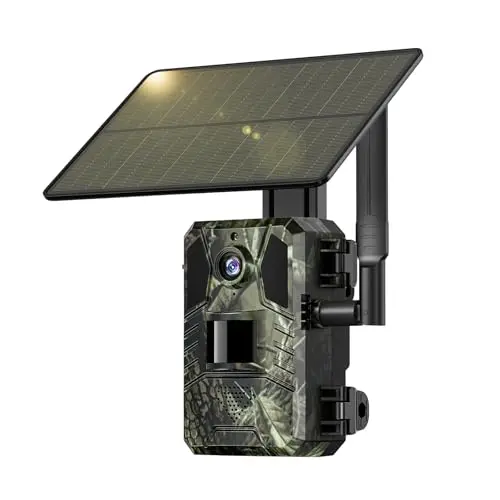 SEHMUA 4G LTE cellular trail camera with solar panel in camouflage design