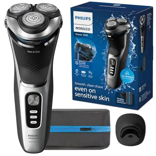 Philips Norelco Shaver 3900 in storm blue with charging stand