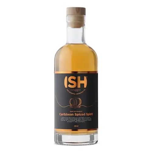 ISH Caribbean Spiced Spirit non-alcoholic rum bottle