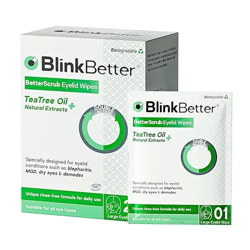 BlinkBetter Tea Tree Oil Eyelid Wipes for blepharitis and dry eye relief