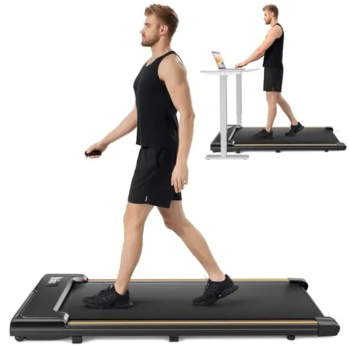 UMAY black under desk treadmill with wide running belt