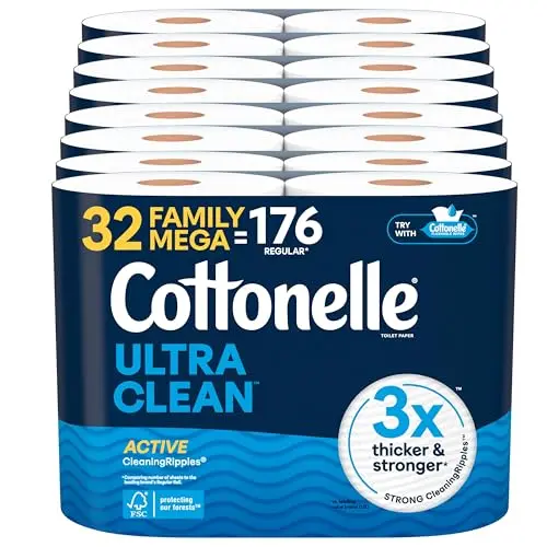 Cottonelle Ultra Clean toilet paper with CleaningRipples texture