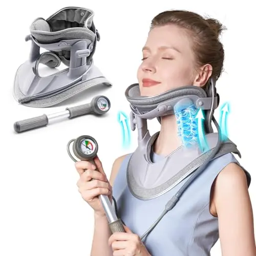 RISURRY cervical neck traction device with air pump and adjustable knobs