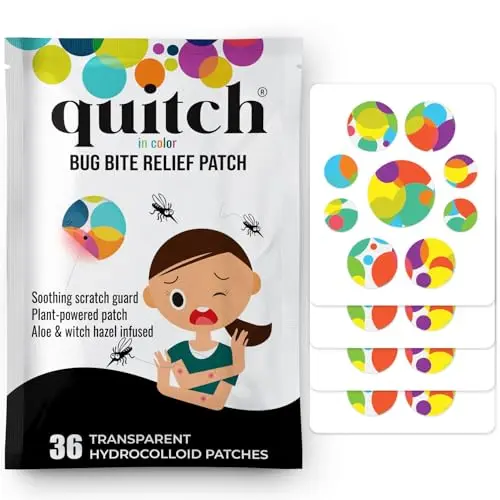 Quitch mosquito bite itch relief patches in compact pouch